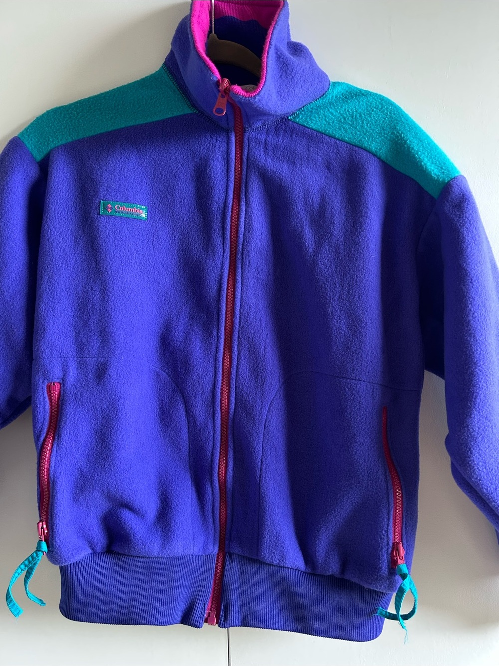 Vintage 90’s Columbia Purple & Teal Fleece Jacket with Pink Trim